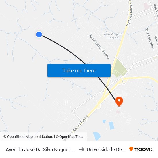 Avenida José Da Silva Nogueira Júnior, 72 to Universidade De Marília map