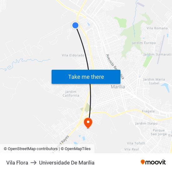 Vila Flora to Universidade De Marília map