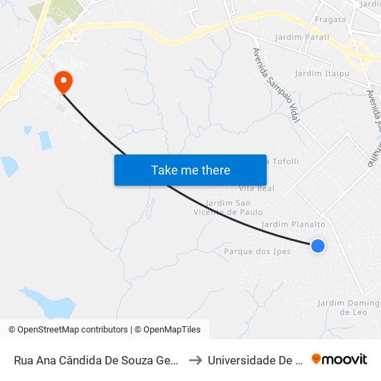 Rua Ana Cândida De Souza Gemeinder, 1 to Universidade De Marília map