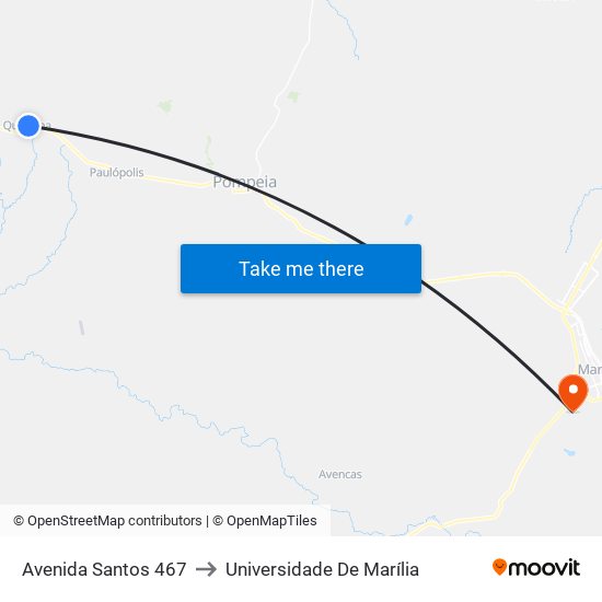 Avenida Santos 467 to Universidade De Marília map