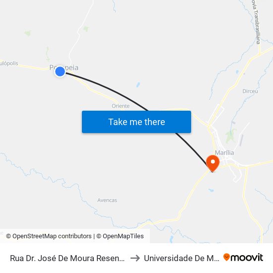 Rua Dr. José De Moura Resende 334 to Universidade De Marília map