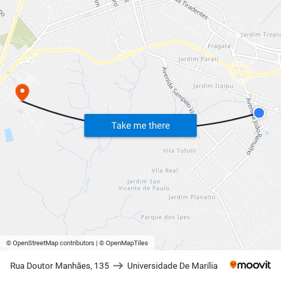 Rua Doutor Manhães, 135 to Universidade De Marília map