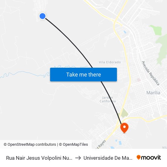 Rua Nair Jesus Volpolini Nunes to Universidade De Marília map