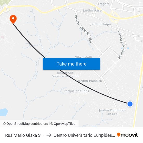 Rua Mario Giaxa Sobrinho to Centro Universitário Eurípides De Marília map