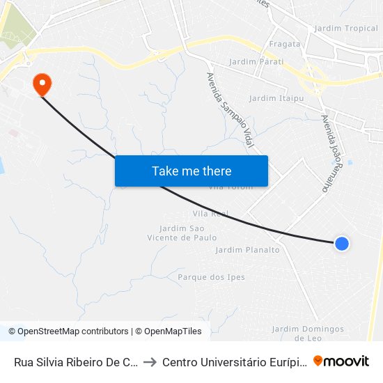 Rua Silvia Ribeiro De Carvalho, 256 to Centro Universitário Eurípides De Marília map