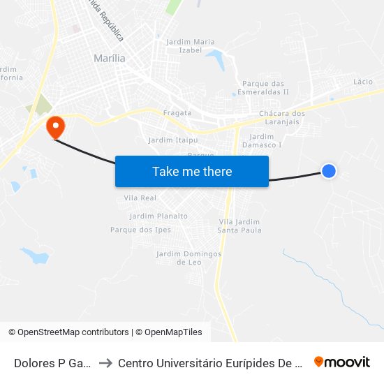 Dolores P Garcia to Centro Universitário Eurípides De Marília map