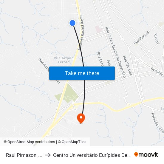 Raul Pimazoni, 10c to Centro Universitário Eurípides De Marília map