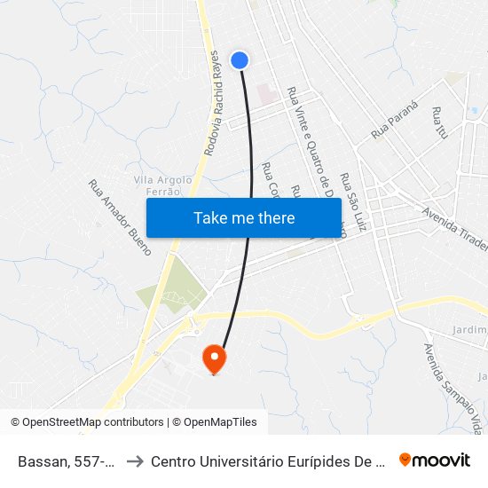 Bassan, 557-603 to Centro Universitário Eurípides De Marília map