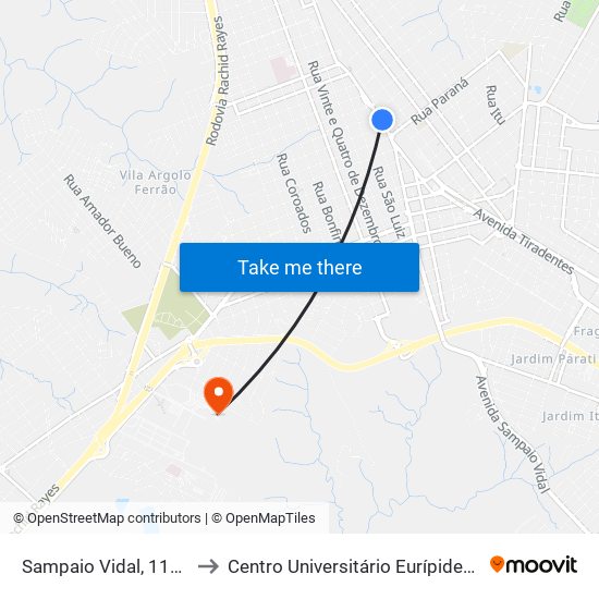 Sampaio Vidal, 1132-1228 to Centro Universitário Eurípides De Marília map