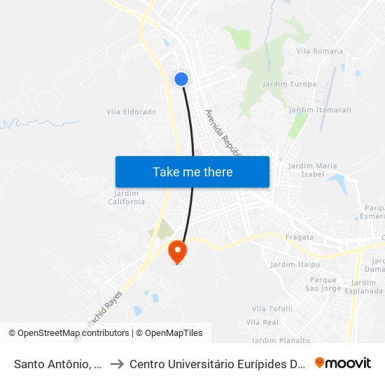 Santo Antônio, 3664 to Centro Universitário Eurípides De Marília map