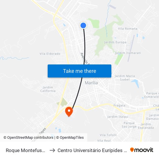 Roque Montefusco, 561 to Centro Universitário Eurípides De Marília map