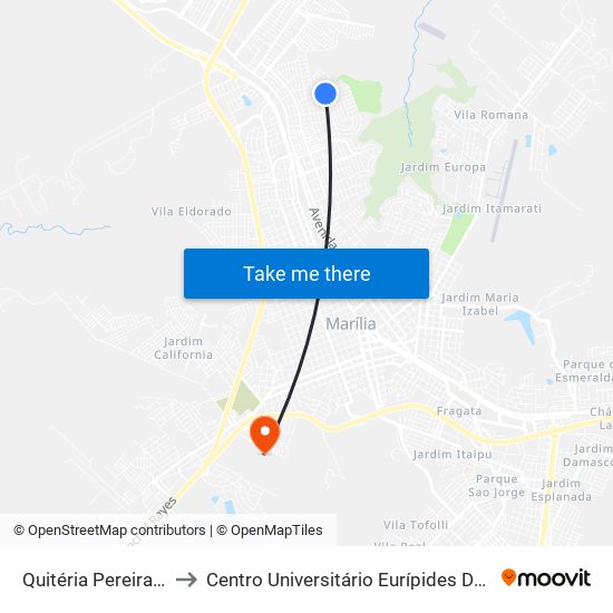 Quitéria Pereira, 527 to Centro Universitário Eurípides De Marília map