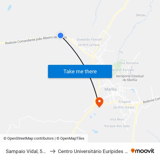 Sampaio Vidal, 541-607 to Centro Universitário Eurípides De Marília map