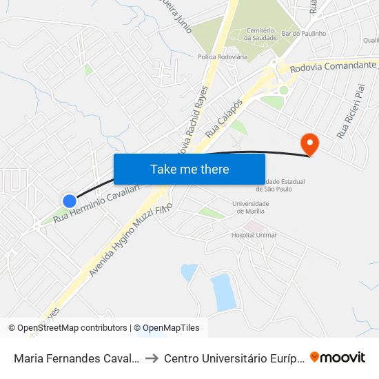 Maria Fernandes Cavalari, 915-1009 to Centro Universitário Eurípides De Marília map