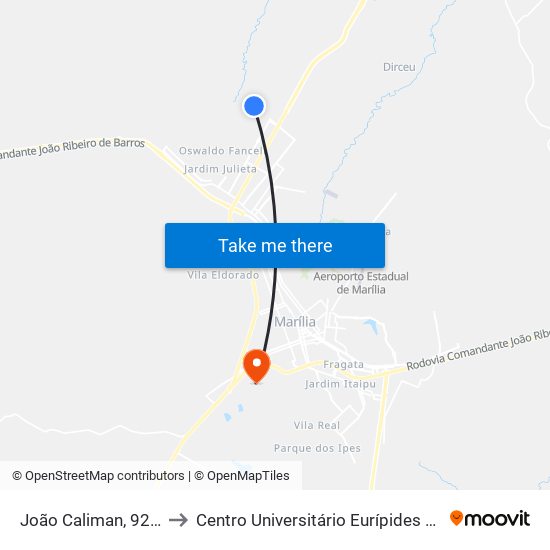 João Caliman, 926-980 to Centro Universitário Eurípides De Marília map