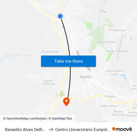 Benedito Alves Delfino, 49-169 to Centro Universitário Eurípides De Marília map