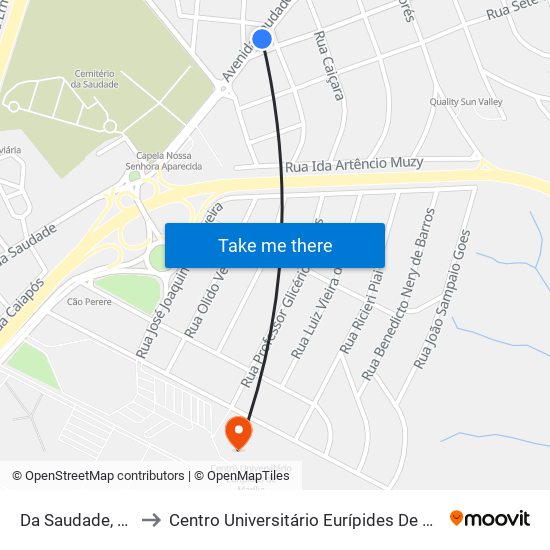Da Saudade, 431 to Centro Universitário Eurípides De Marília map