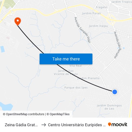 Zeina Gádia Gratão, 123 to Centro Universitário Eurípides De Marília map