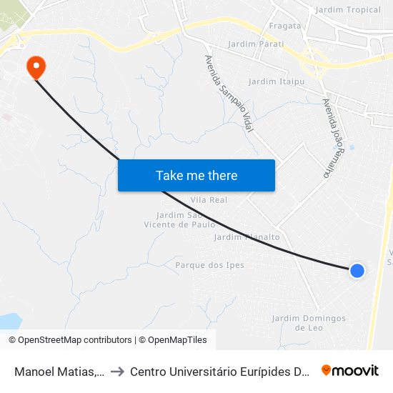 Manoel Matias, 512 to Centro Universitário Eurípides De Marília map