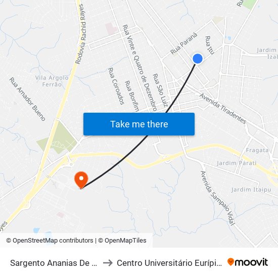 Sargento Ananias De Oliveira, 543 to Centro Universitário Eurípides De Marília map