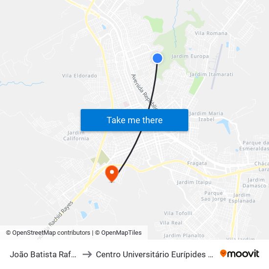 João Batista Rafael, 36 to Centro Universitário Eurípides De Marília map