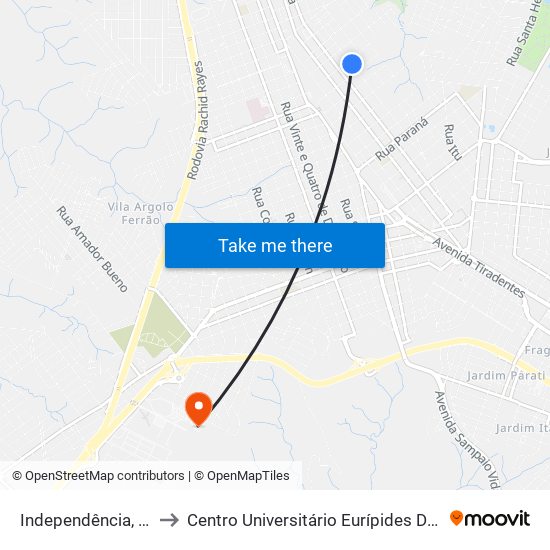 Independência, 1052 to Centro Universitário Eurípides De Marília map
