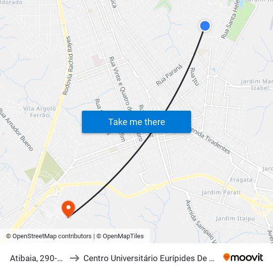 Atibaia, 290-300 to Centro Universitário Eurípides De Marília map