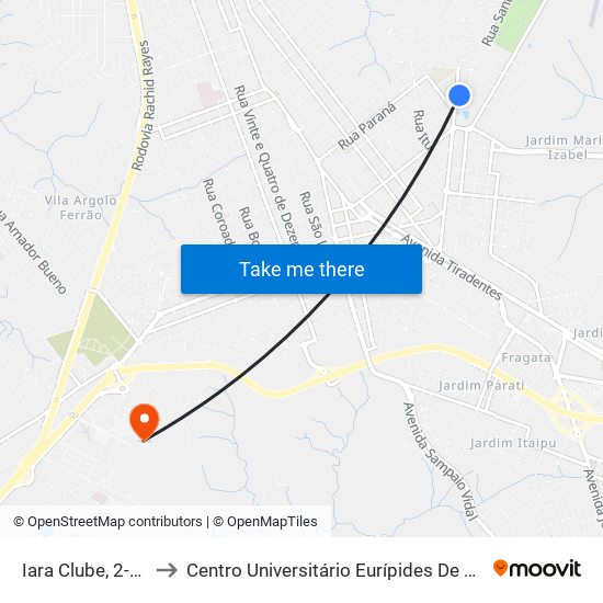 Iara Clube, 2-104 to Centro Universitário Eurípides De Marília map