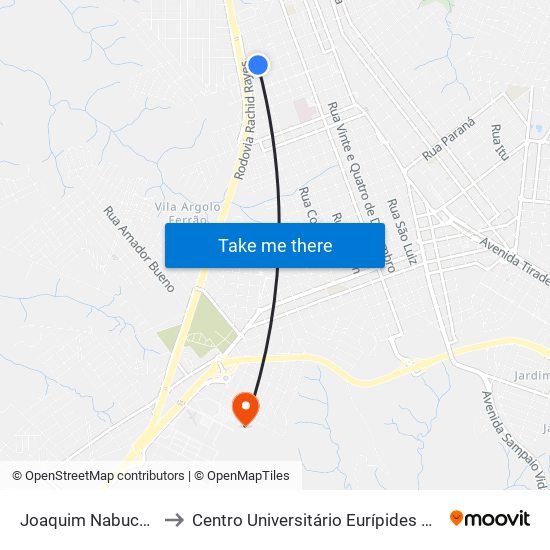 Joaquim Nabuco, 680 to Centro Universitário Eurípides De Marília map