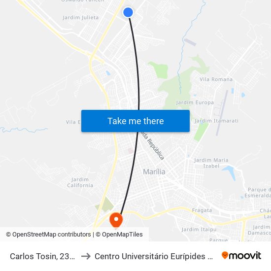 Carlos Tosin, 230-448 to Centro Universitário Eurípides De Marília map