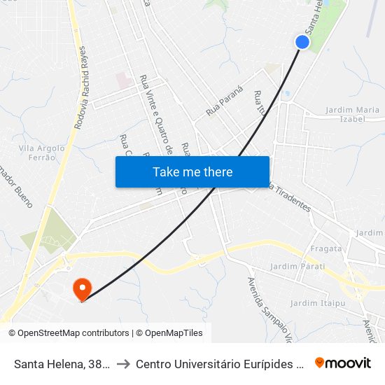 Santa Helena, 386-574 to Centro Universitário Eurípides De Marília map