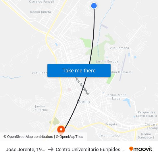 José Jorente, 196-202 to Centro Universitário Eurípides De Marília map