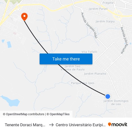 Tenente Doraci Marquês, 259-427 to Centro Universitário Eurípides De Marília map