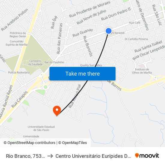 Rio Branco, 753-759 to Centro Universitário Eurípides De Marília map