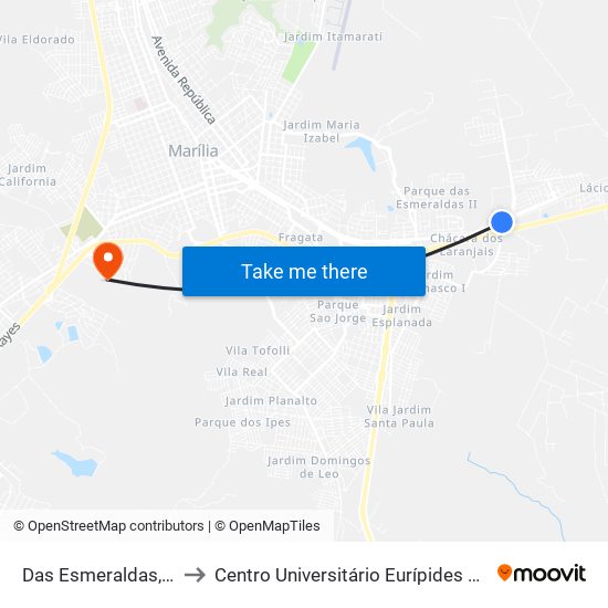 Das Esmeraldas, 4001 to Centro Universitário Eurípides De Marília map