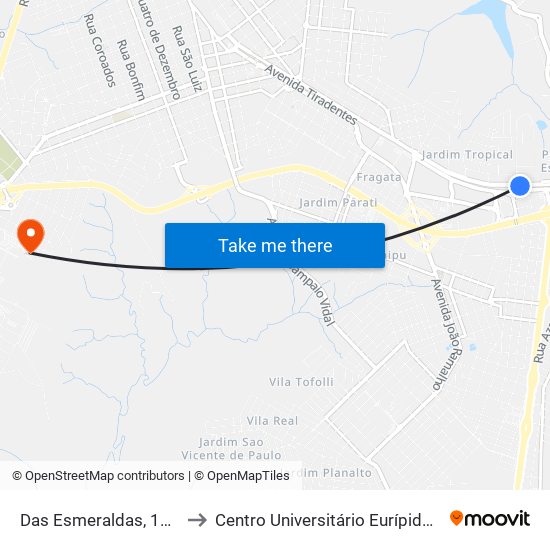 Das Esmeraldas, 1972-2198 to Centro Universitário Eurípides De Marília map
