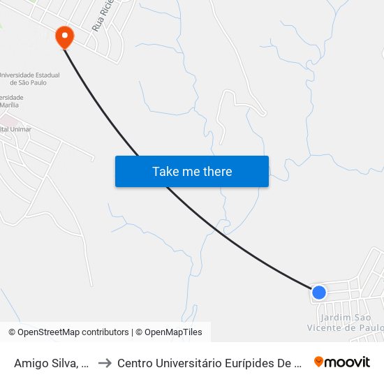 Amigo Silva, 258 to Centro Universitário Eurípides De Marília map