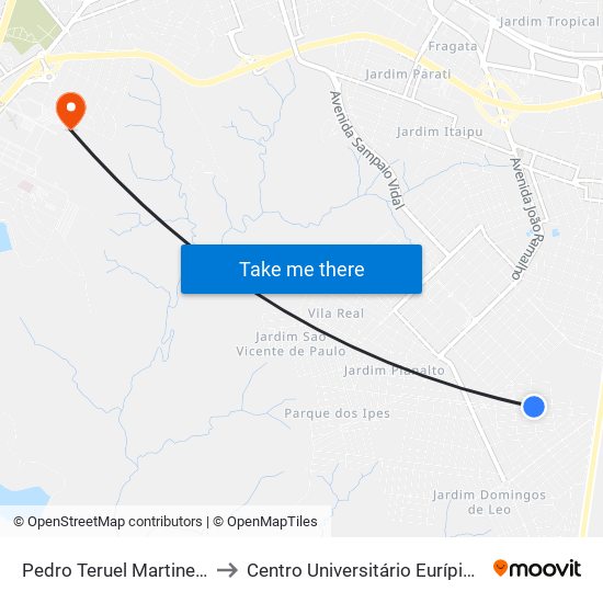 Pedro Teruel Martinez, 179-215 to Centro Universitário Eurípides De Marília map