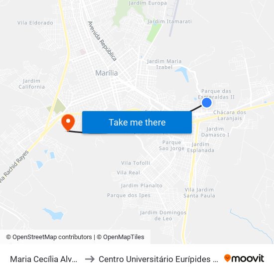 Maria Cecília Alves, 386 to Centro Universitário Eurípides De Marília map