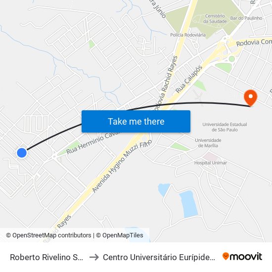 Roberto Rivelino Sodré, 15 to Centro Universitário Eurípides De Marília map