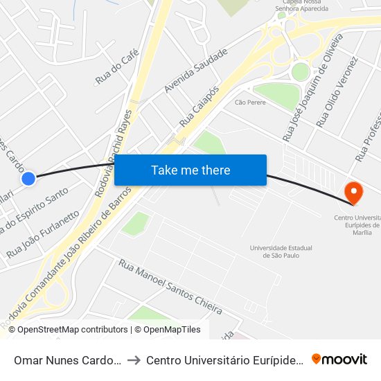 Omar Nunes Cardoso, 1-73 to Centro Universitário Eurípides De Marília map