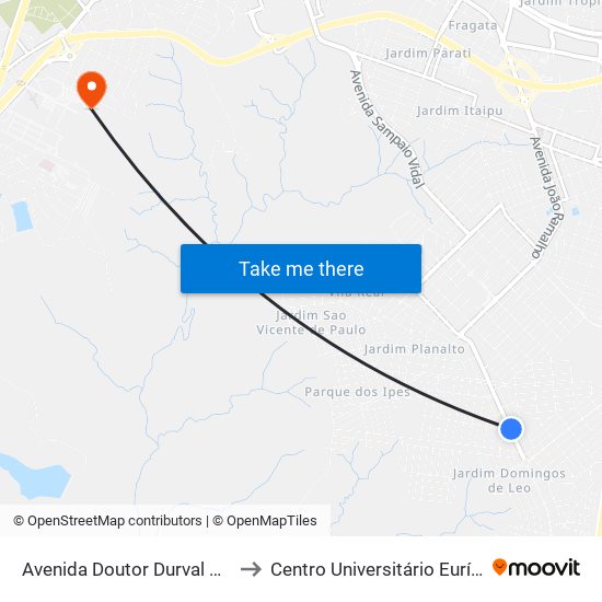 Avenida Doutor Durval De Menezes, 851 to Centro Universitário Eurípides De Marília map