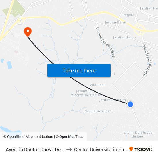 Avenida Doutor Durval De Menezes, 207-317 to Centro Universitário Eurípides De Marília map
