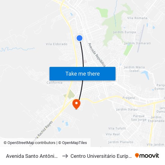 Avenida Santo Antônio, 3201-3215 to Centro Universitário Eurípides De Marília map