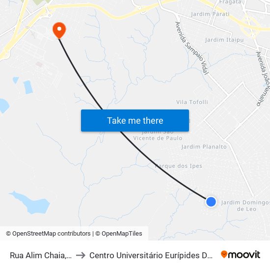 Rua Alim Chaia, 245 to Centro Universitário Eurípides De Marília map