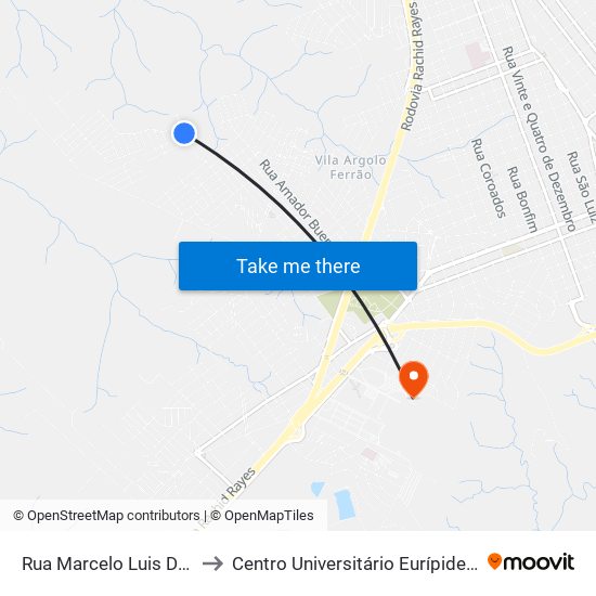 Rua Marcelo Luis De Oliveira to Centro Universitário Eurípides De Marília map