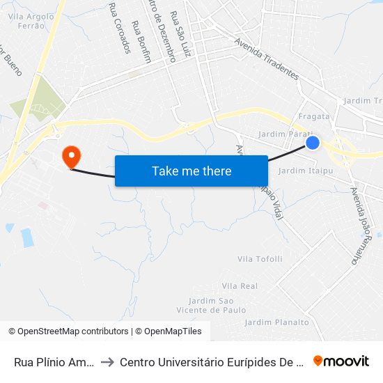 Rua Plínio Amaral to Centro Universitário Eurípides De Marília map