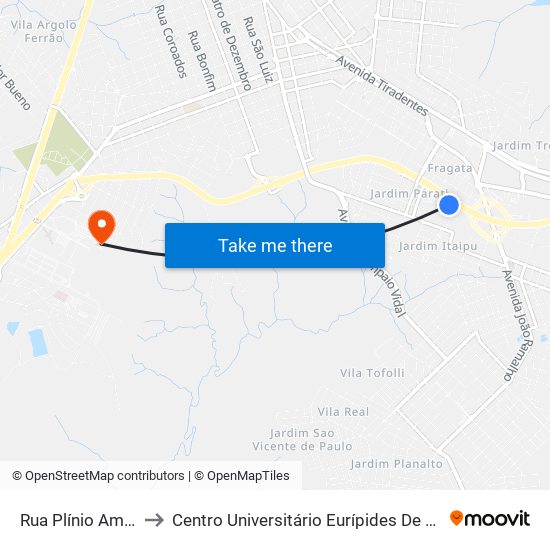 Rua Plínio Amaral to Centro Universitário Eurípides De Marília map
