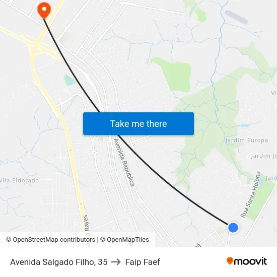 Avenida Salgado Filho, 35 to Faip Faef map