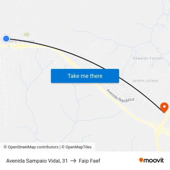 Avenida Sampaio Vidal, 31 to Faip Faef map